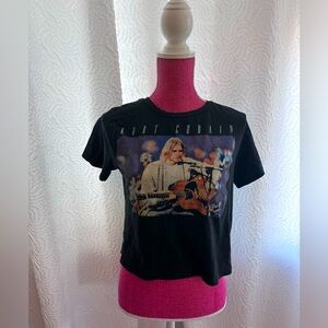 Women Youth Teen Kurt Cobain Black Tshirt, Size Large